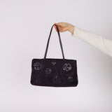 Prada Tessuto Lambskin & Nylon Floral Applique Shopping Tote