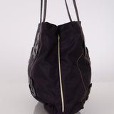 Prada Tessuto Lambskin & Nylon Floral Applique Shopping Tote