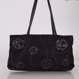 Prada Tessuto Lambskin & Nylon Floral Applique Shopping Tote