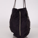 Prada Tessuto Lambskin & Nylon Floral Applique Shopping Tote