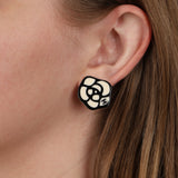 Chanel 2003 Enamel Icon Series Clip-On Earrings 24K GP