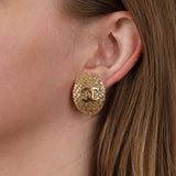 Chanel 1992 Textured Woven CC Clip-On Earrings 24K GP