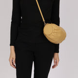 Loewe Pleated Bracelet Pouch Shoulder Bag Dark Butter Calfskin
