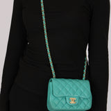 Chanel Mini Square Flap Teal Lambskin 2019 AGHW