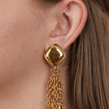 Chanel 1970s-1980s Letter Logo Drop Clip-On Earrings 24K GP