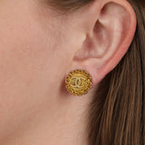Chanel 1995 CC Chain Medallion Clip-On Earrings 24K GP