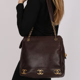 Chanel Triple CC Tote Brown Caviar 1994 24K GP