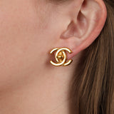 Chanel 1996 Small CC Turnlock Clip-On Earrings 24K GP