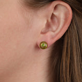 18K Yellow Gold Green Crystal Orb Earrings