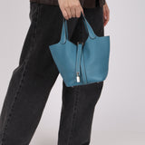 Hermès 2013 Bleu Jean Clemence Picotin 18 PHW