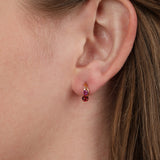 18K Yellow Gold White, Red, and Purple Topaz Earrings