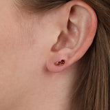 18K Yellow Gold White, Red, and Purple Topaz Earrings