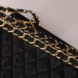Chanel 1989 Black Lambskin Quilted CC Tote Bag