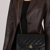 Chanel Medium Diana Flap Black Lambskin 1993 24K GP