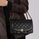Chanel Medium Diana Flap Black Lambskin 1993 24K GP