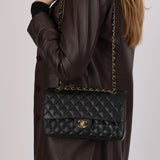 Chanel Medium Classic Double Flap Black Caviar 2004 24K GP