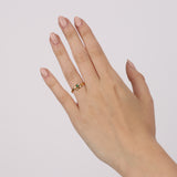 Vintage 1970s 18K Yellow Gold Emerald and Diamond Edwardian-style Wrap Ring, Size US 6.5