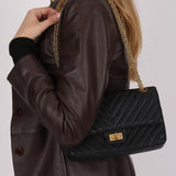 Chanel 2.55 Reissue Double Flap Black Chevron Calfskin 2018 AGHW