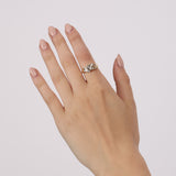 Vintage 1980s-1990s 14K Yellow Gold Brilliant and Baguette Diamond Art Deco Ring, Size US 6.75