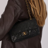 Chanel Small Classic Double Flap Black Lambskin 1993 24K GP