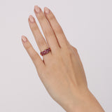 14K Yellow Gold Ruby and Diamond Flower Ring, Size US 6.25