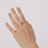 Rare Vintage 1990s 18K Yellow Gold and Pear Ruby Diamond Taper Ring