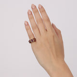 Vintage 1980s 18K Yellow Gold Ruby and Diamond Woven Motif Solitaire Ring, Size US 5