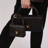 Rare Chanel Parent and Child Kelly Black Lambskin 1996 24K GP