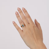 18K Yellow Gold Sapphire Peridot & Aquamarine Halo Ring, Size US 5.25