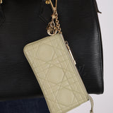 Dior 2022 Sage Cannage Lady Dior Zipped Coin Case