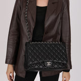 Chanel Maxi Single Flap Black Caviar 2012 SHW