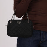 Prada Black Tessuto Impuntu Bowling Bag