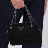 Prada Black Tessuto Impuntu Bowling Bag