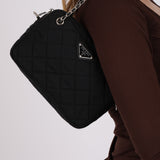 Prada Black Tessuto Impuntu Bowling Bag