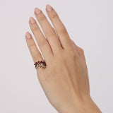 18K Yellow Gold Diamond and Ruby Curved Branch Ring, Size US 4.5