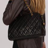 Chanel Bowling Bag Black Lambskin 1996 24K GP
