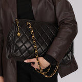 Chanel Bowling Bag Black Lambskin 1996 24K GP