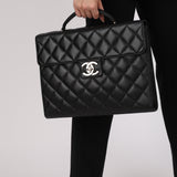 Rare Chanel Briefcase Black Caviar 1997 SHW
