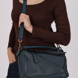 Loewe Slate Blue Medium Puzzle Bag