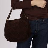 Bottega Veneta Chocolate Suede Maxi Intrecciato Shoulder Bag
