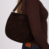 Bottega Veneta Chocolate Suede Maxi Intrecciato Shoulder Bag