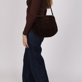 Bottega Veneta Chocolate Suede Maxi Intrecciato Shoulder Bag