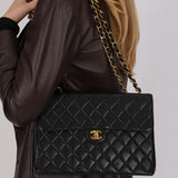 Chanel Jumbo Single Flap Black Lambskin 2001 24K GP