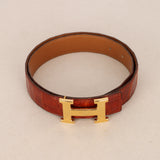 Hermès Miel Alligator Mississippiensis and Gold Swift Reversible Constance Belt GHW