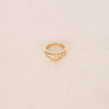 Vintage 1980s-1990s 18K Yellow Gold Yellow Sapphire and Diamond Cocktail Ring, Size US 5.5