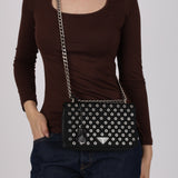 Prada Black Tessuto and Calfskin Grommets Full Flap Bag