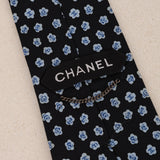 Chanel Navy Camellia Silk Tie