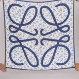 Loewe Blue Floral Anagram Silk Scarf