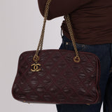 Chanel 2011 Bordeaux Quilted Calfskin Stitch Triptych Small Bowling Bag