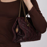 Chanel 2011 Bordeaux Quilted Calfskin Stitch Triptych Small Bowling Bag